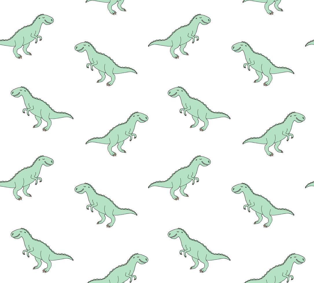 Seamless pattern of sketch tyrannosaur rex vector