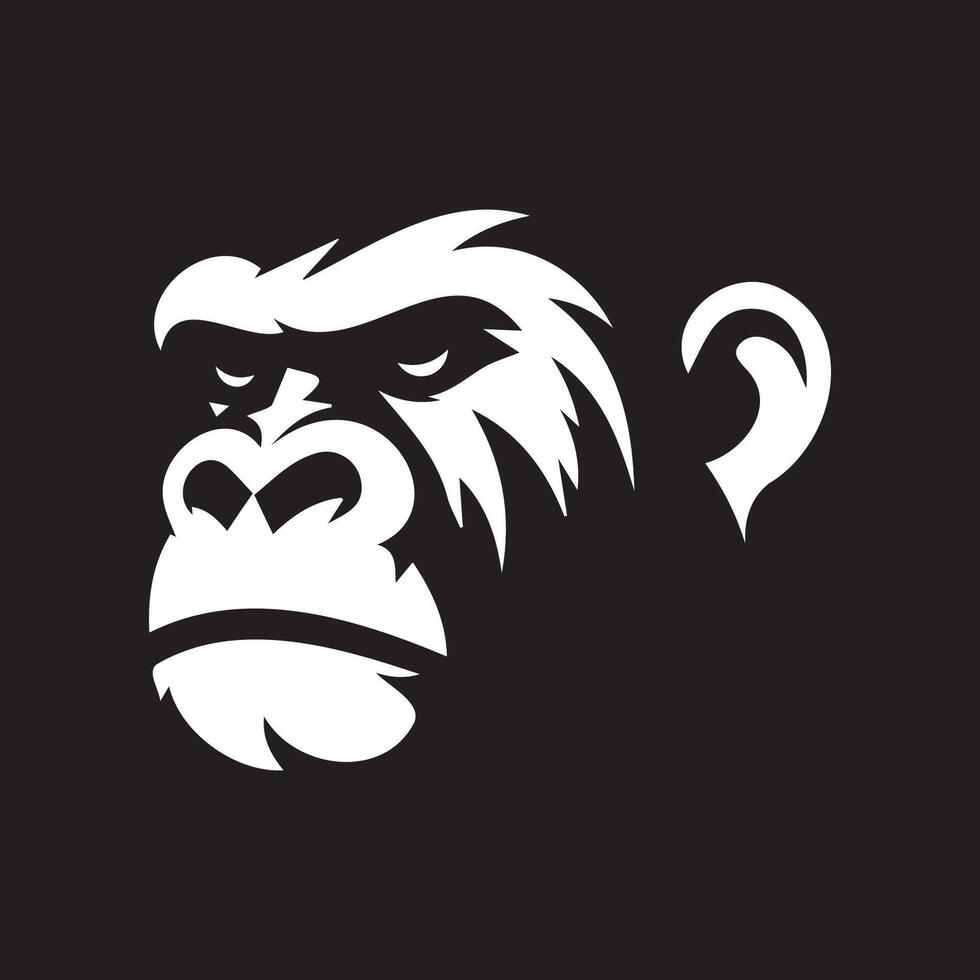 Fierce White Gorilla on Black Background facing left vector