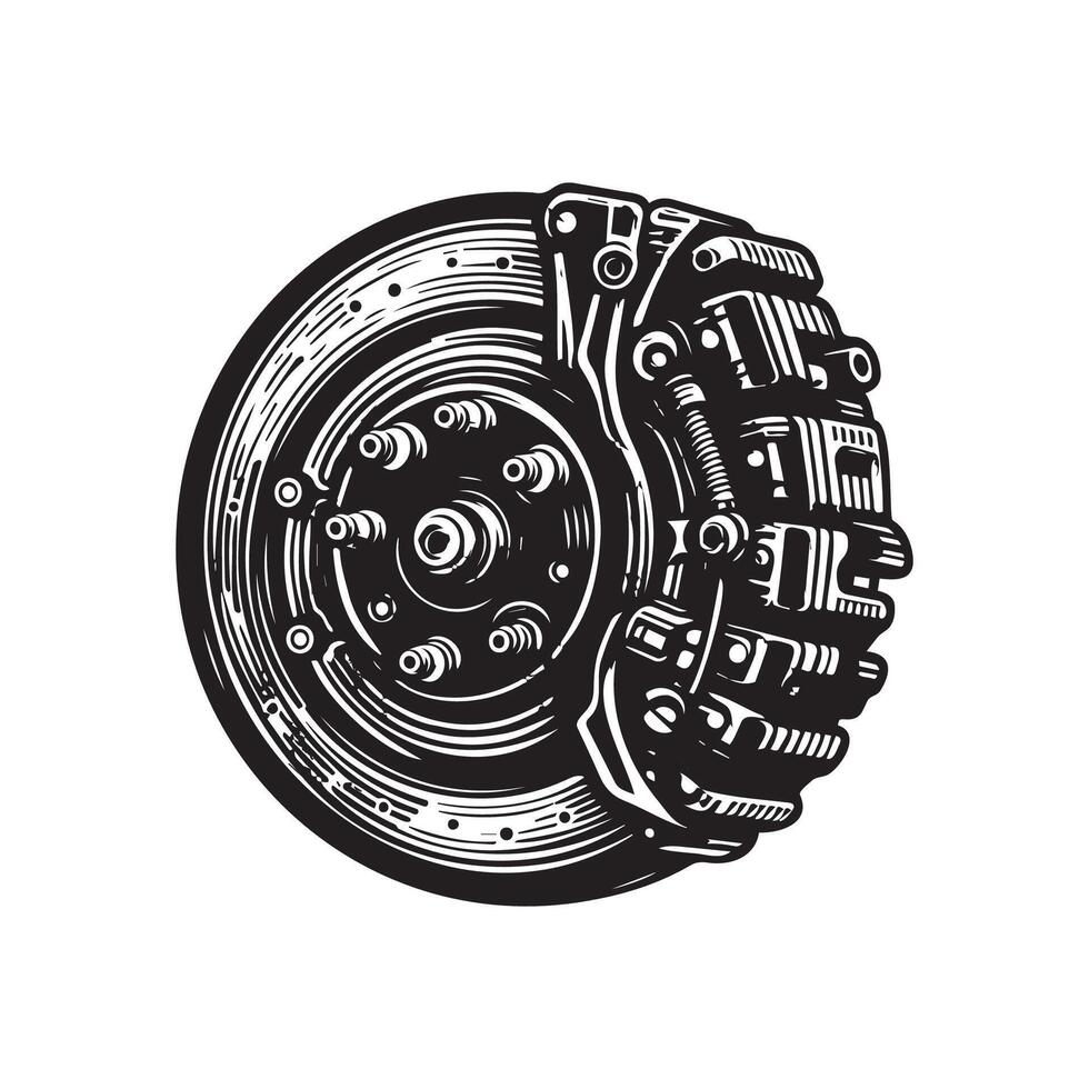 Automotive Disc Brake Design in Black - High-Quality EPS vector