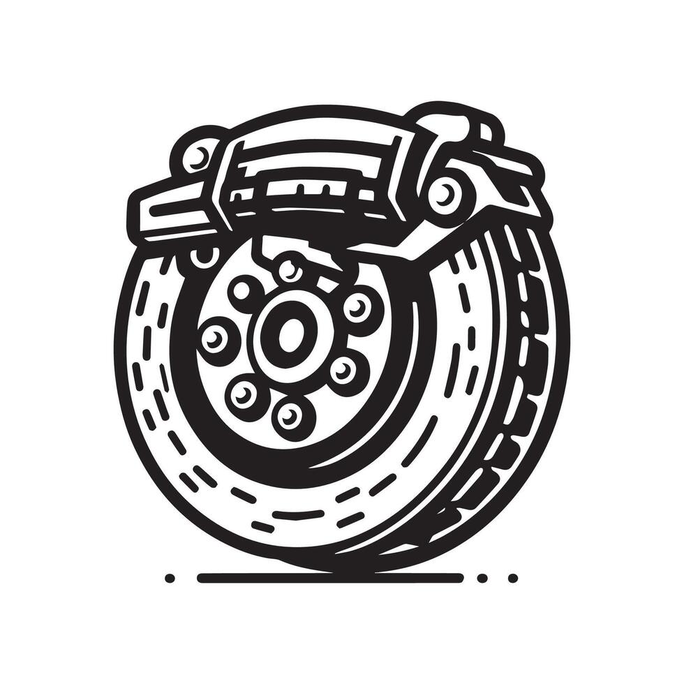 Black Automotive Disc Brake - EPS Design on White vector