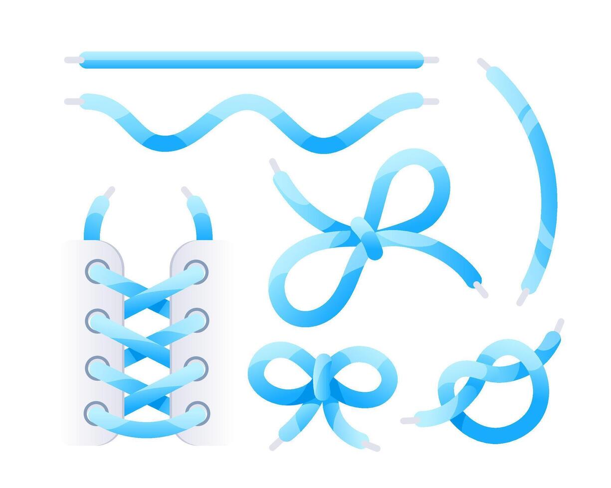 Lace shoes. Schemes of tying shoelaces. Lace knots and bows vector