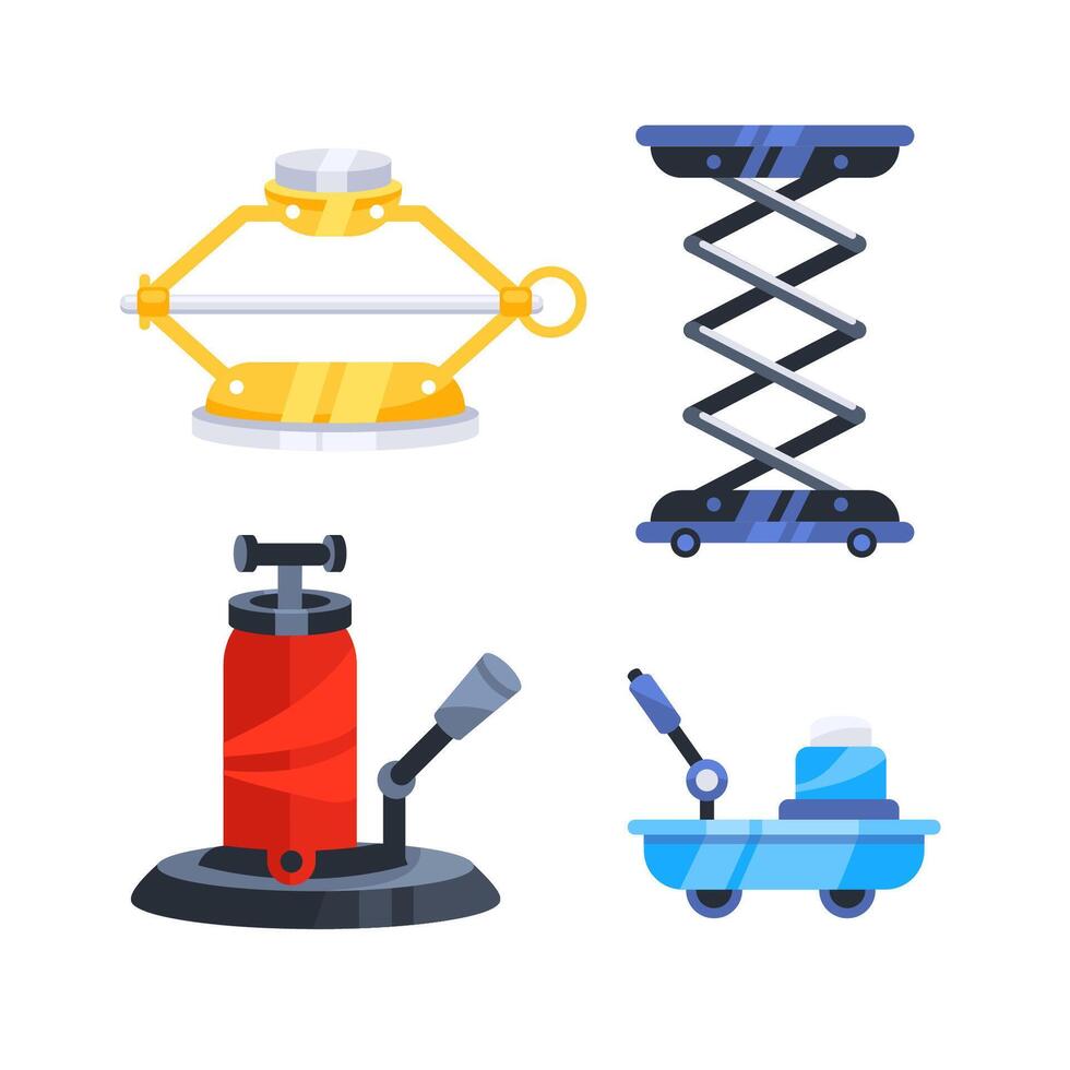 Hydraulic car jack on wheels. Power Jack-Screw Icon vector