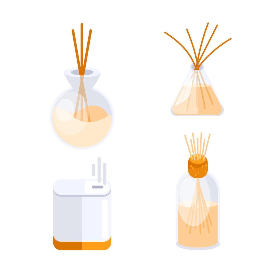Aromatic diffusers and electronic air freshener spreading fragrance and eliminating unpleasant odors vector