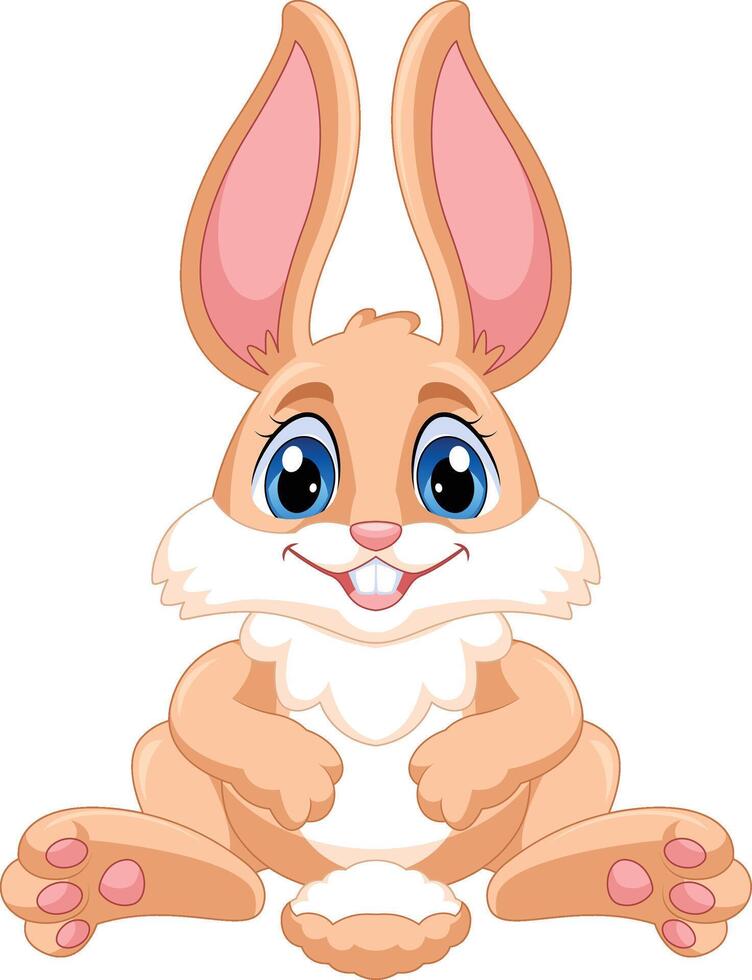 Cute rabbit cartoon character is sitting sweetly vector