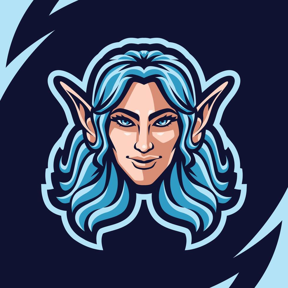 female elf head esport gaming logo illustrartion vector