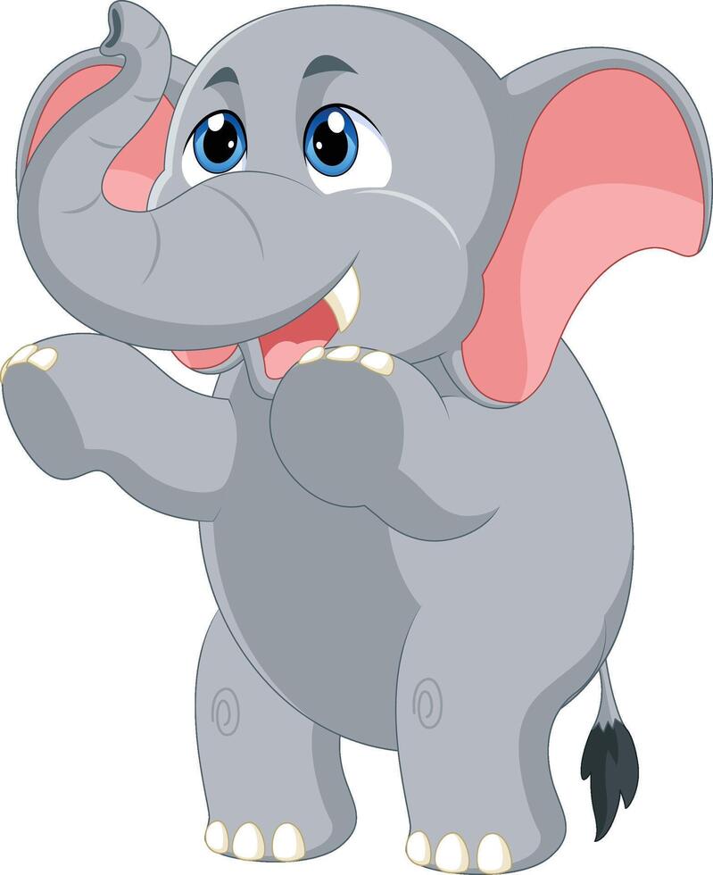 A cute elephant cartoon character is raising both legs up vector