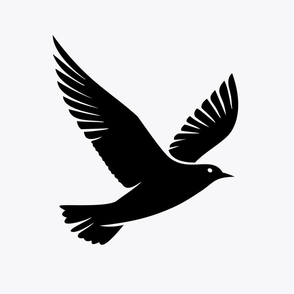 flying bird black icon on white background illustration. vector
