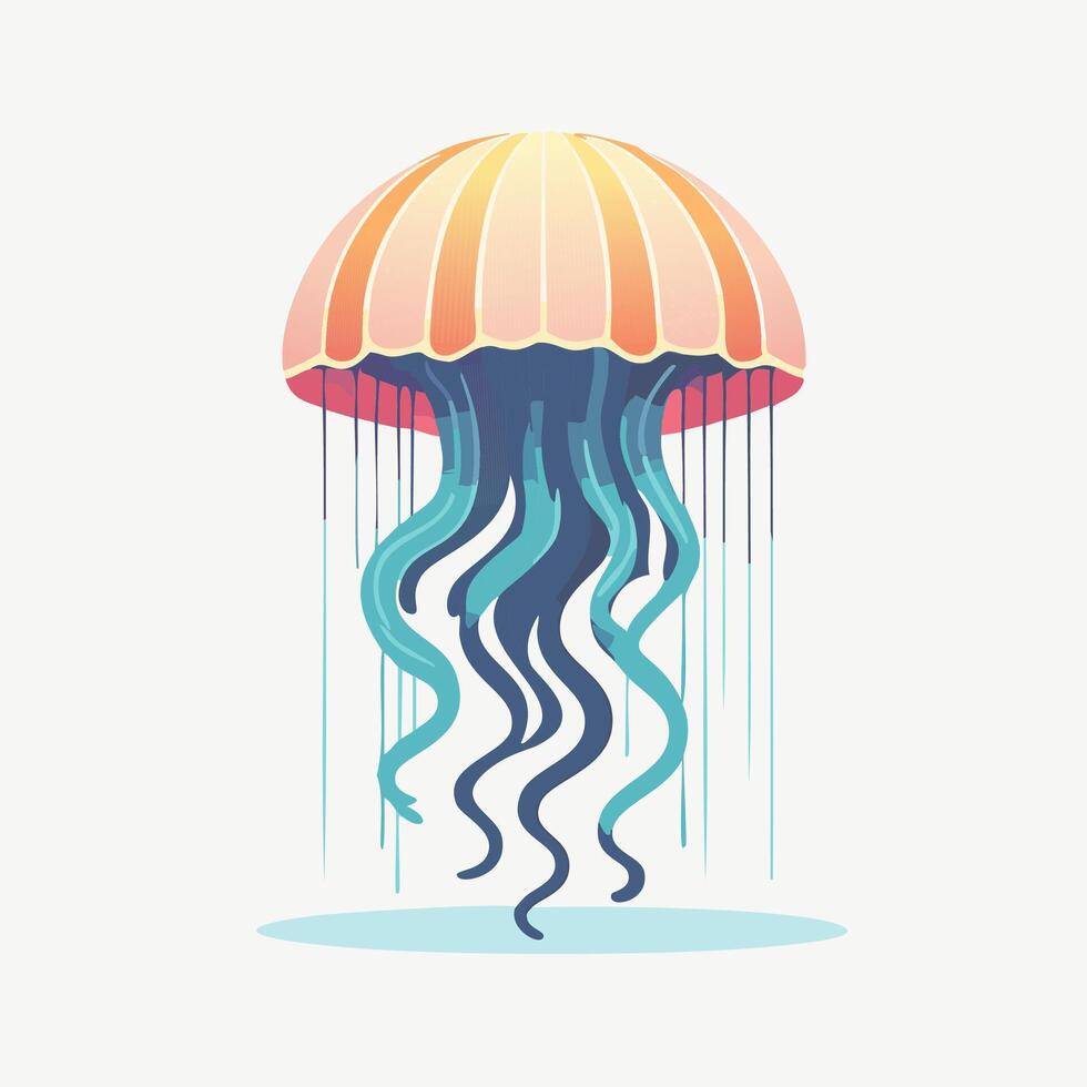 Colorful jellyfish on a light gray background illustration vector