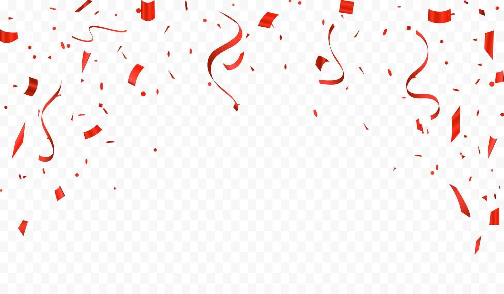 Red confetti and ribbons celebration background For parties and festivals on a background. Luxury greeting card. vector