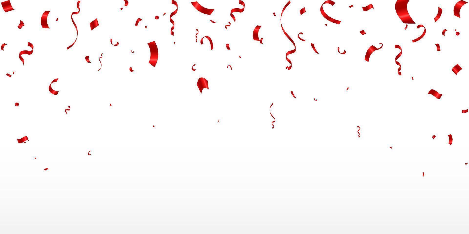 Red confetti illustration, isolated on white background template. Festive party design elements. vector