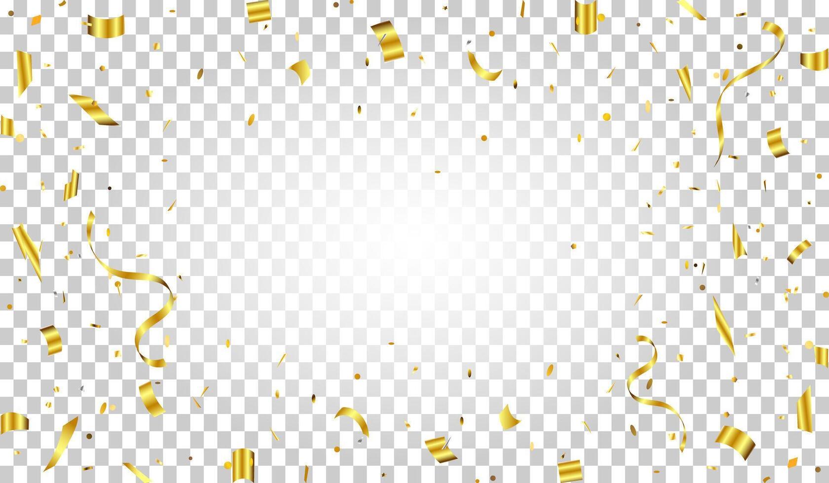 Luxury confetti flying for celebration party banner. Falling shiny gold confetti isolated vector