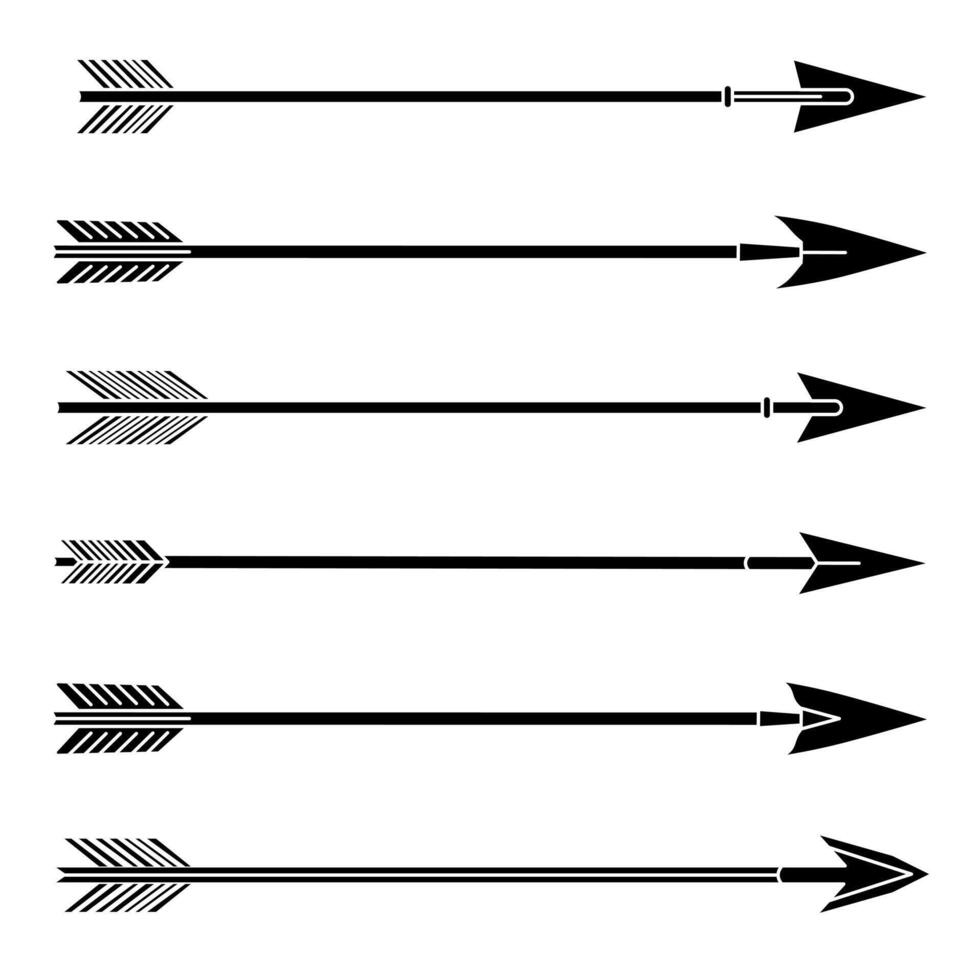 Arrows icons set. Hipster, tribal, indian, boho medieval style. vector