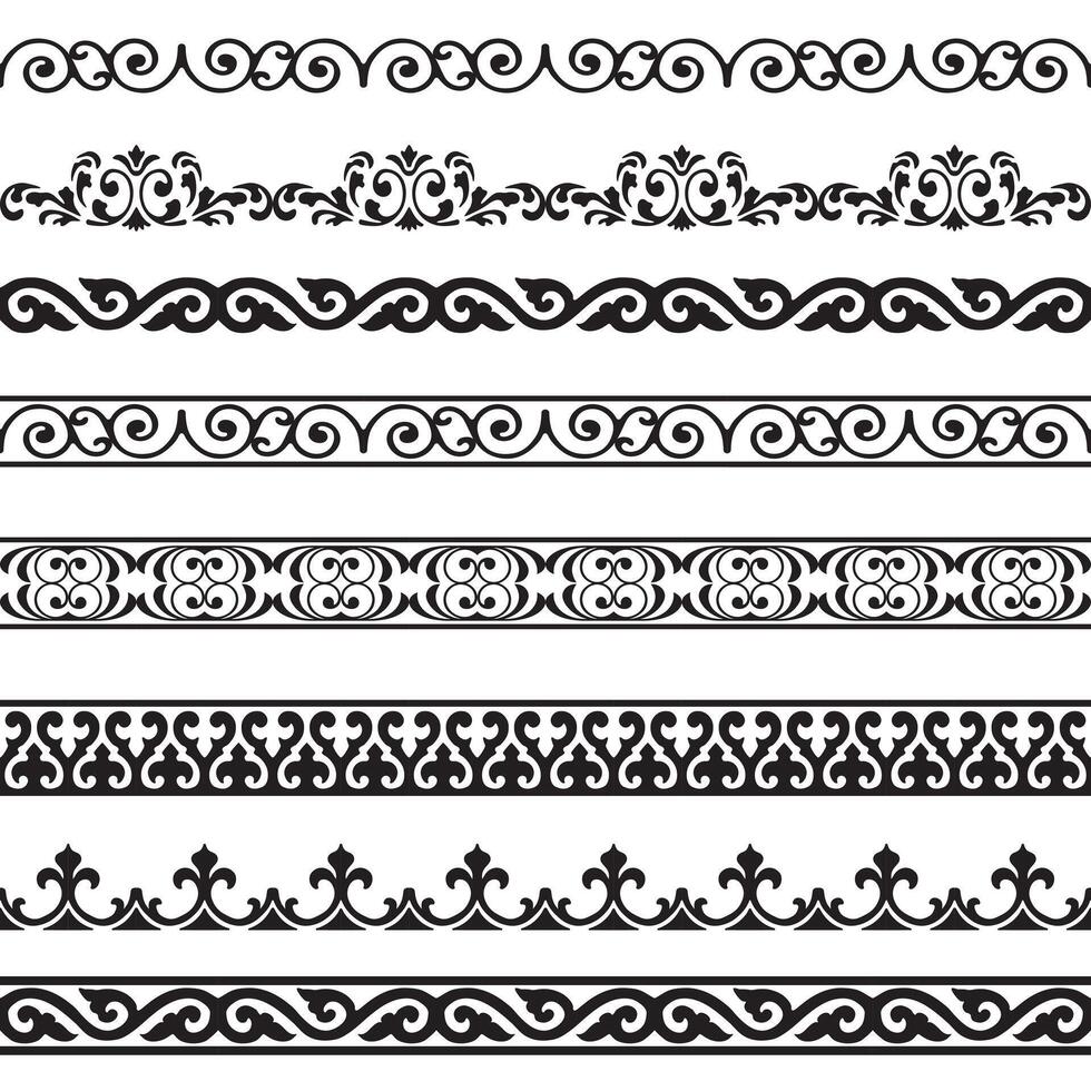 Decorative seamless borders vintage design elements set vector
