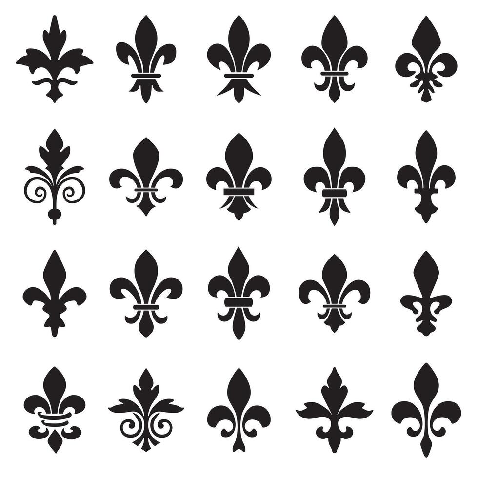 Set of emblems Fleur de Lys symbols vector