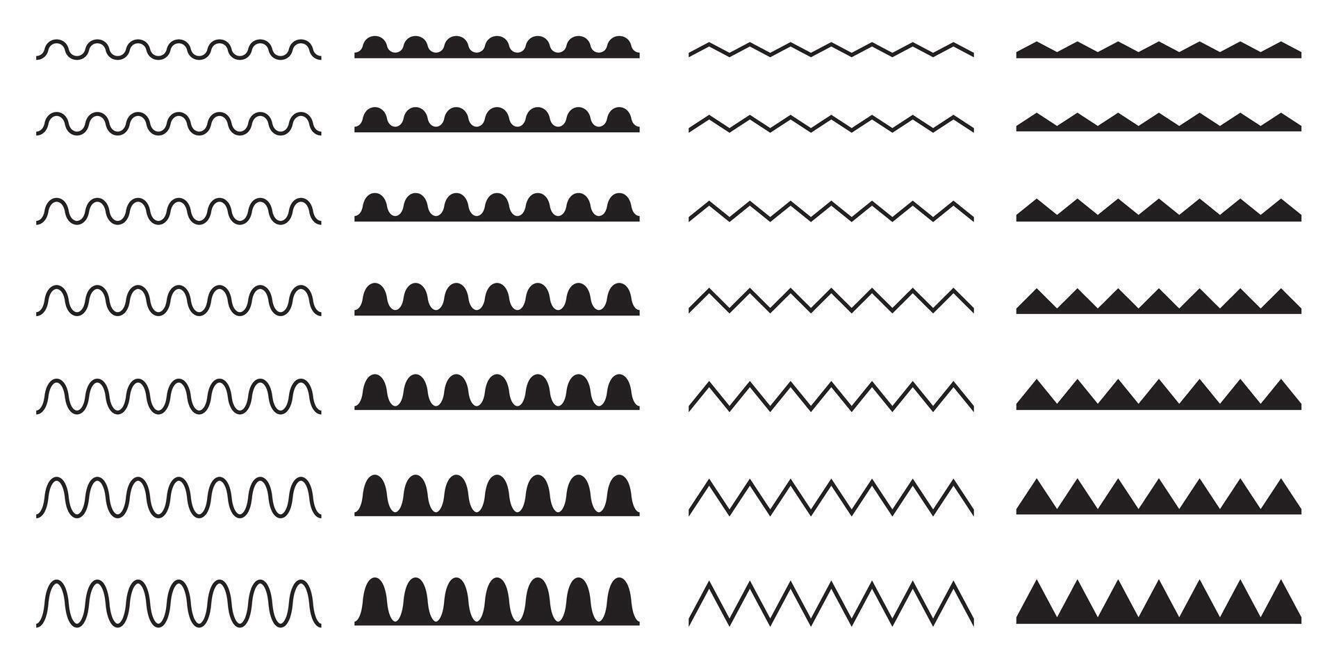 Set of seamless wavy, zigzag. Graphic design elements. vector