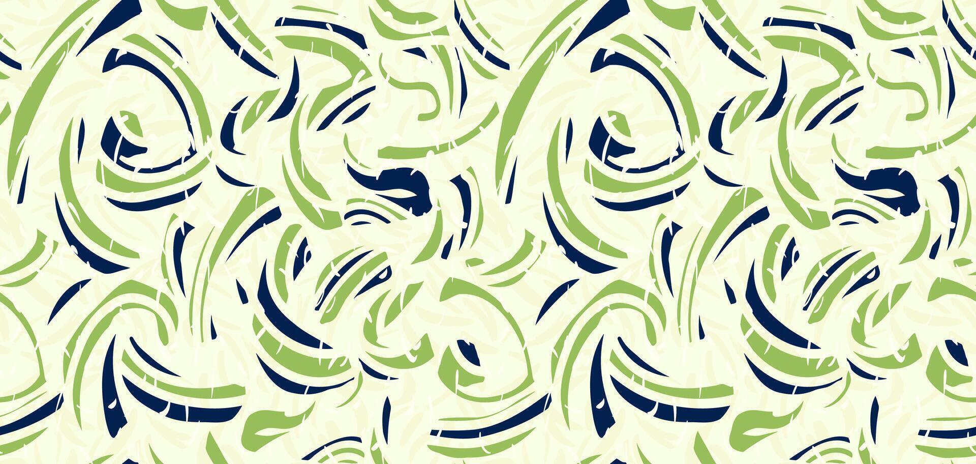 Abstract organic shapes seamless pattern. hand drawn green curved and wavy lines with drops, spots. Colorful minimalist contemporary print. Simple geometric ornament vector