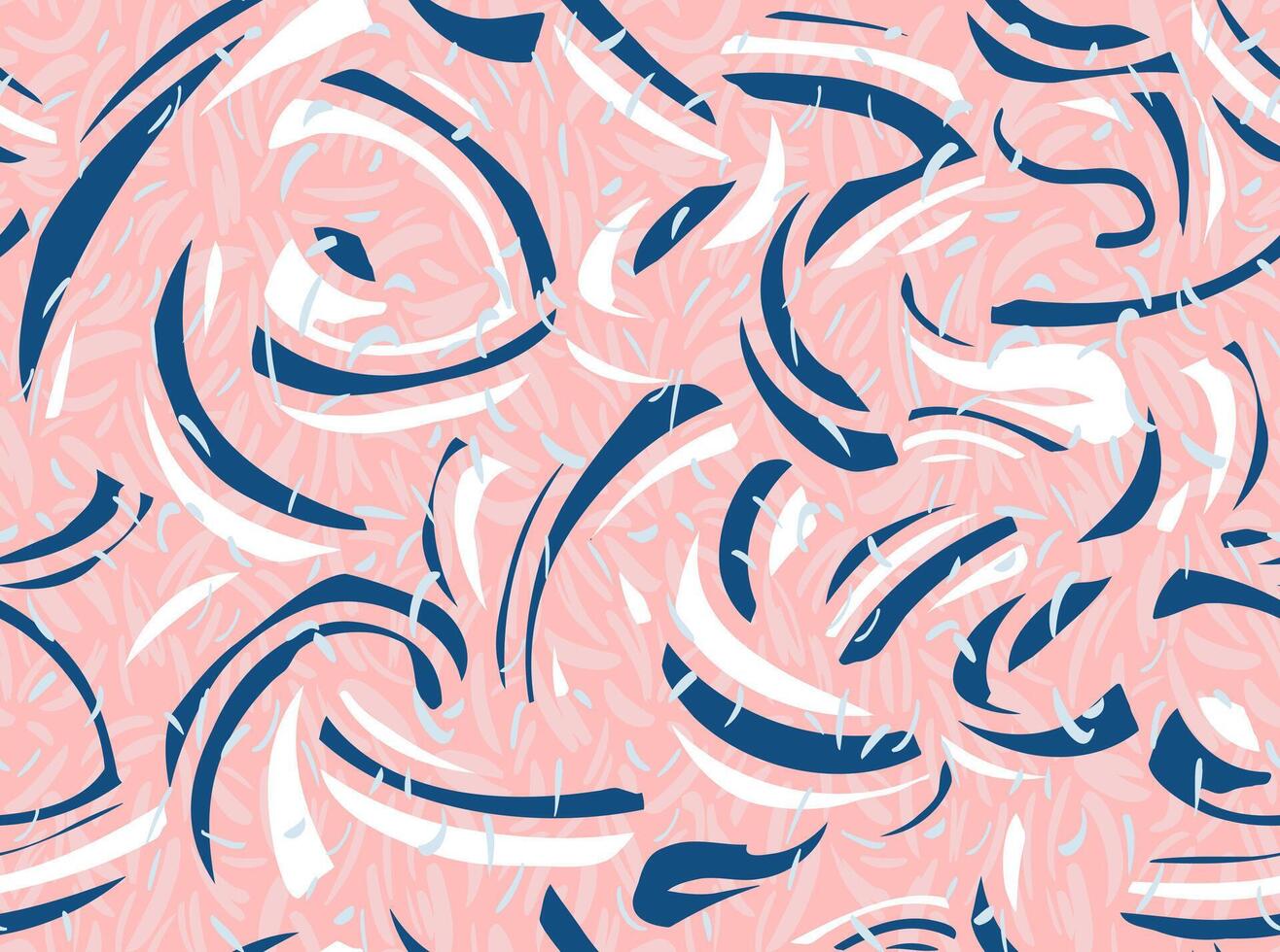 Abstract organic shapes seamless pattern. Colorful simple geometric ornament. hand drawn bold twisted lines print. Contemporary minimalist ornament vector