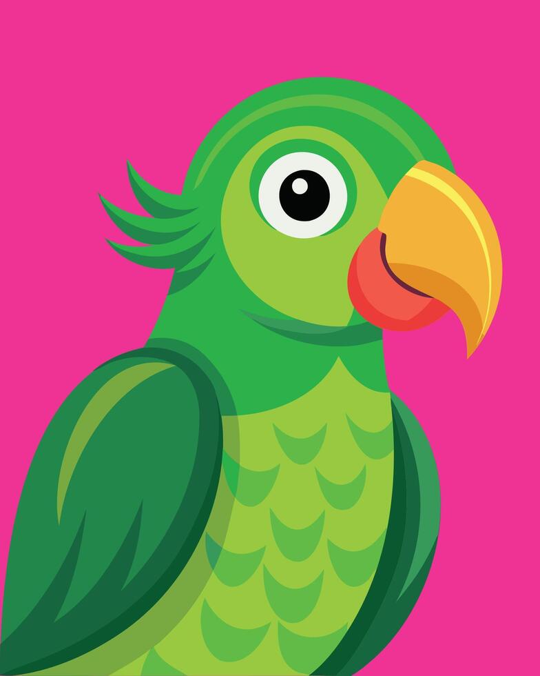 Cute Green Parrot with Pink Background vector