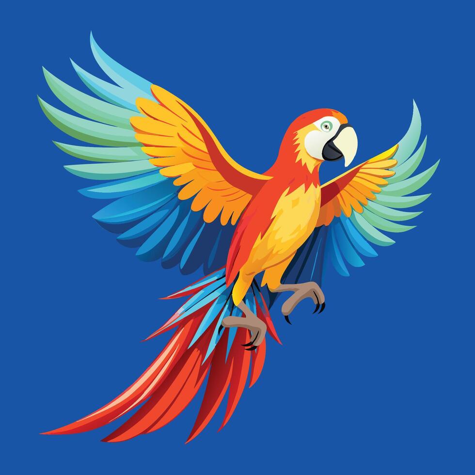 Beautiful Colorful Macaw with Open Wings Flying vector