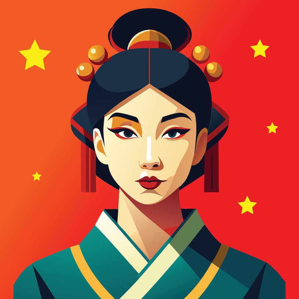 Chinese woman in traditional costume vector