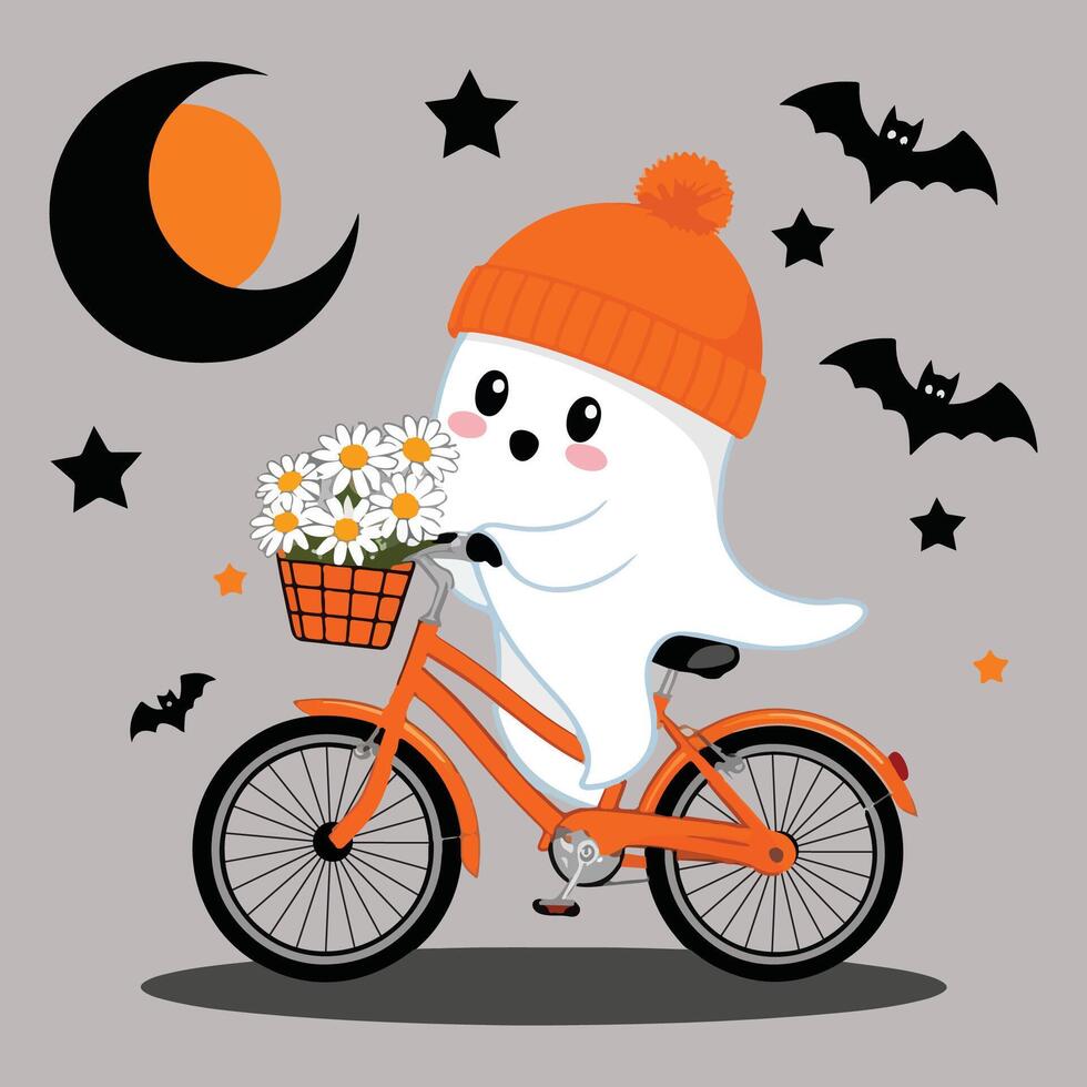 Halloween Ghost bycicle riding vector