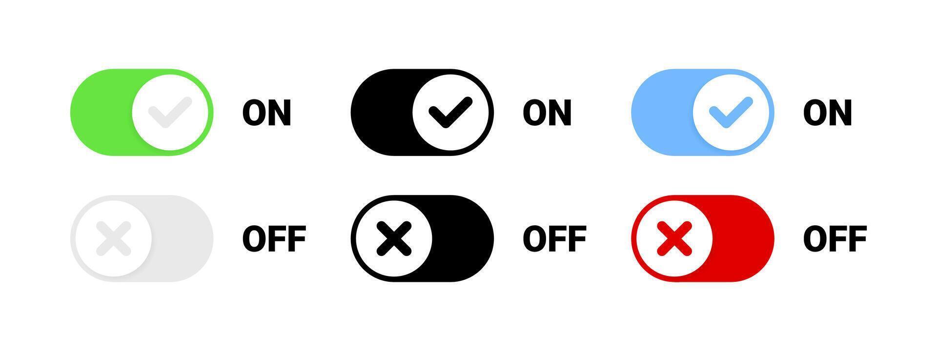 Switches are on or off. Buttons Switches vector