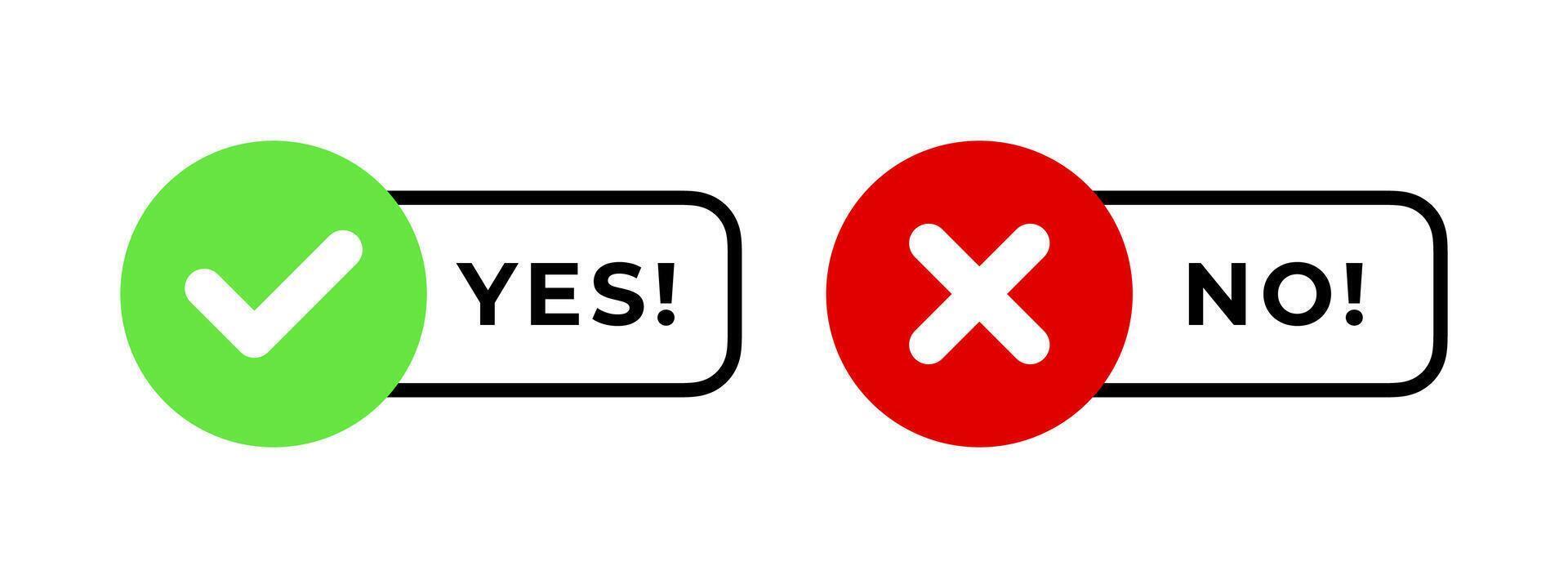 Yes or no icons. Check mark vector