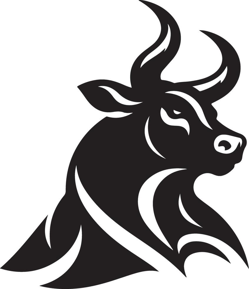 A black and white bull head on a white background vector