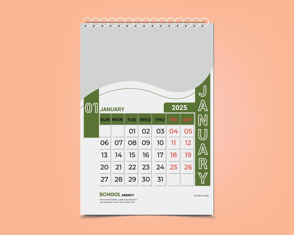 Wall calendar design vector