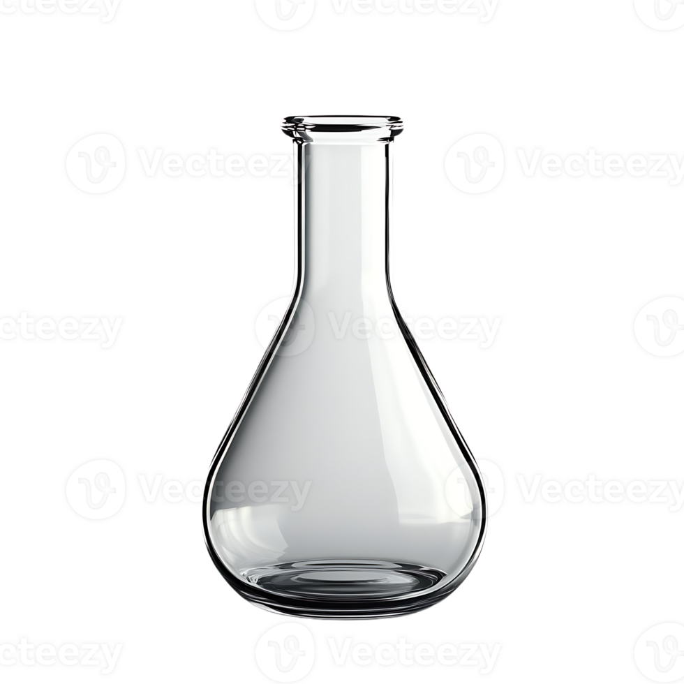 Empty Glass Erlenmeyer Flask with Transparent Background, Ideal for Science Experiments and Laboratory Work. png