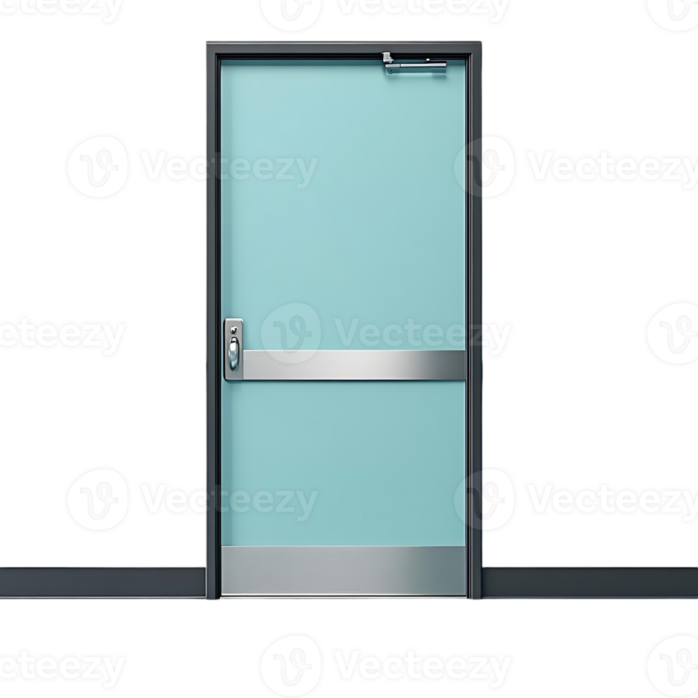 A Blue Door with a Transparent Background, and a Silver Kick Plate png