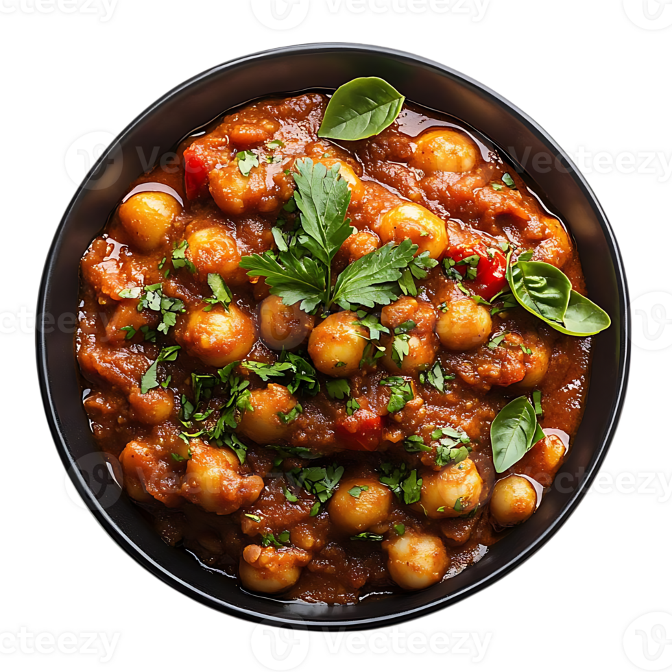 Delicious Chickpea Curry with Herbs and Spices on a Transparent Background png
