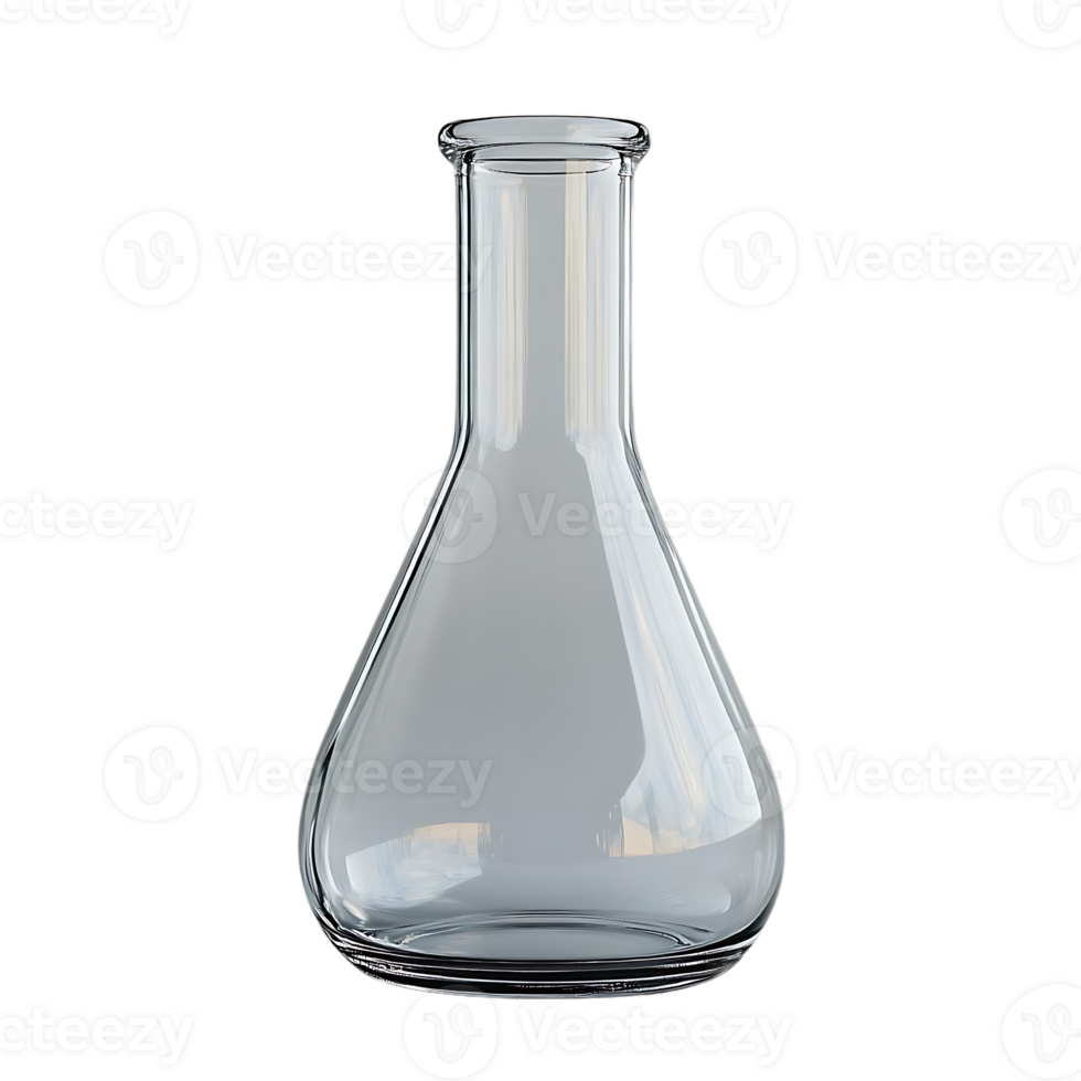 Empty Glass Erlenmeyer Flask with a Transparent Background, Perfect for Scientific Experiments and Laboratory Research. png
