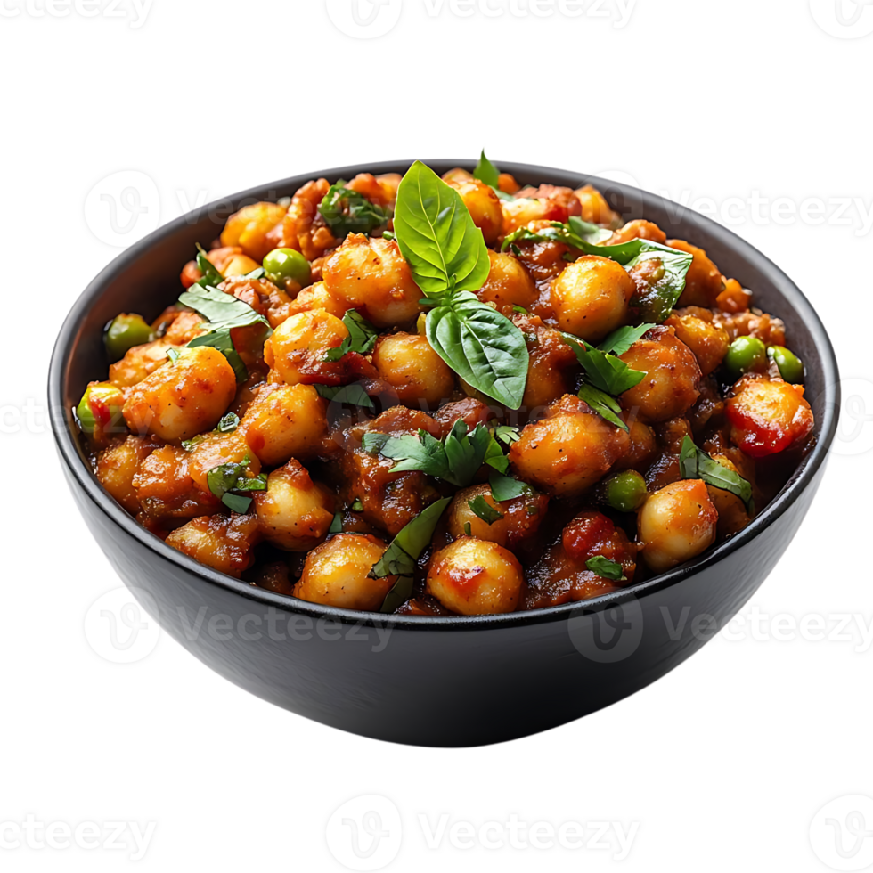 Delicious Chickpea Curry with Peas and Herbs, Served in a Bowl with a Transparent Background png