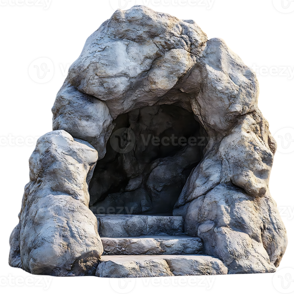Stone Cave Entrance with Steps, Isolated on Transparent Background, Rock Formation, Natural Cave, Cave Entrance, Mountain Cave, Rock Steps, Stone Steps, Cave Interior, Stone Background, Rock Climber, Rock Texture, Realistic Cave, Fantasy Cave, png