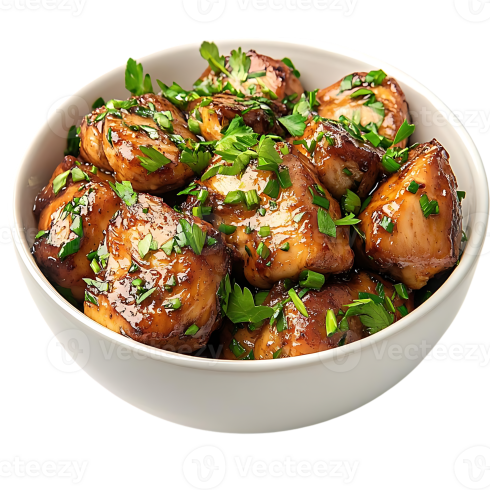 Chicken in a White Bowl with Parsley, a Delicious and Easy Meal with a Transparent Background png