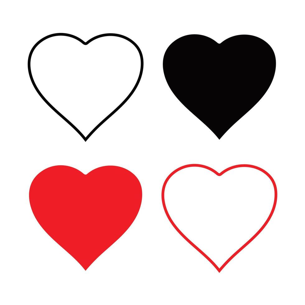 Heart icons set love heart icons red and black heart vector