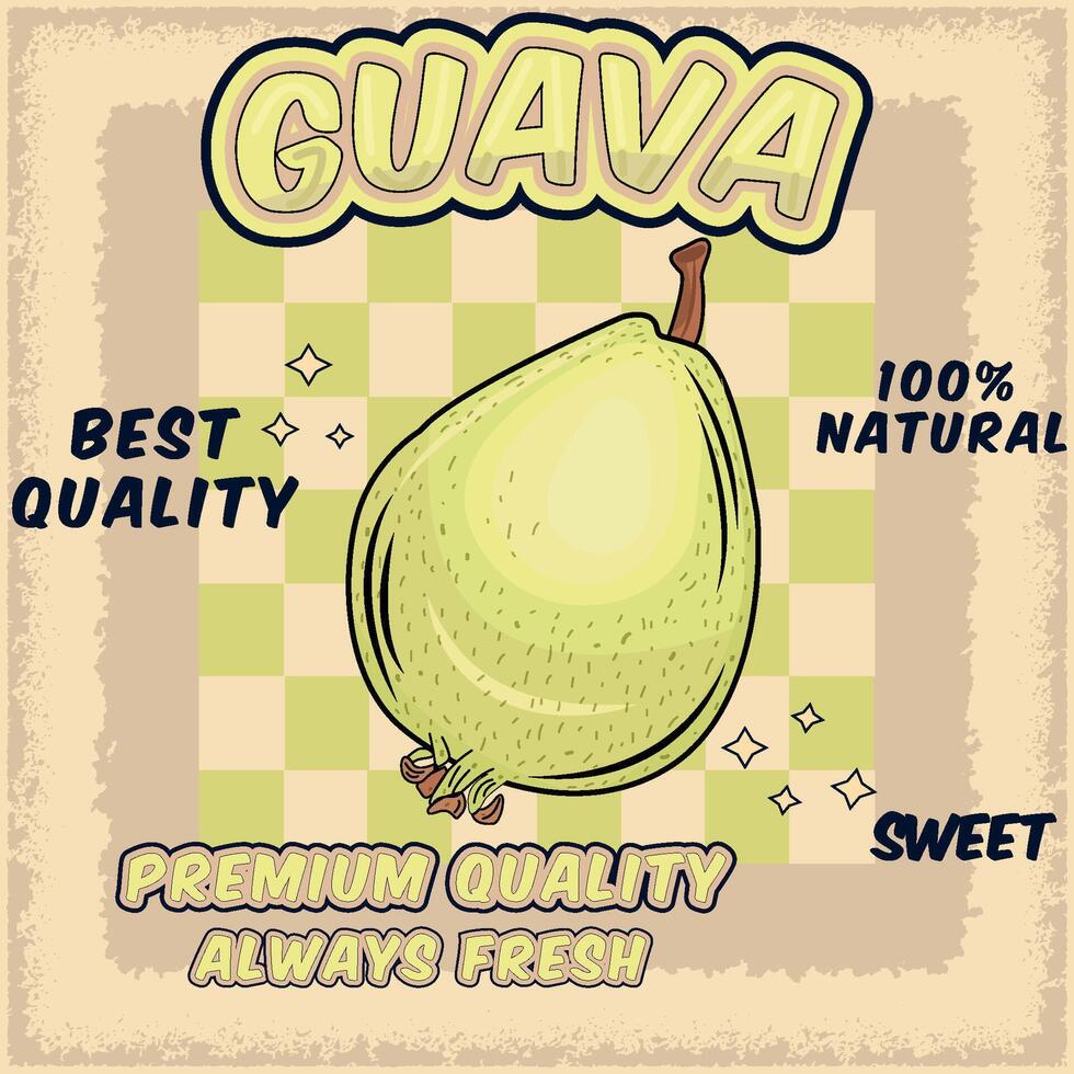 Guava fruits with vintage design concept vector