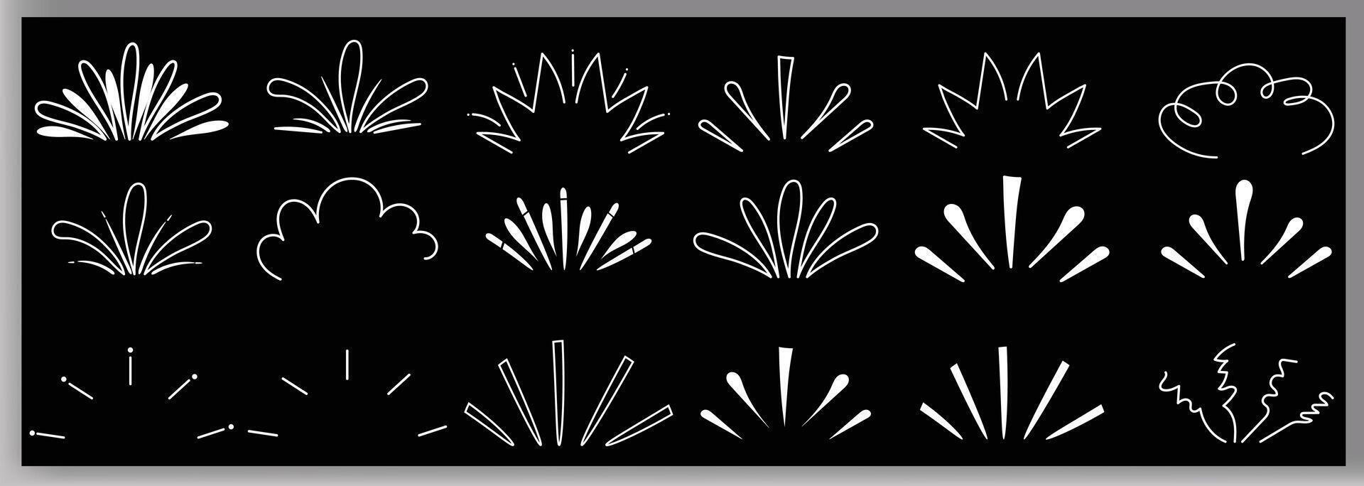 Idea and exclamation symbol, Explosion signs, Doodle radial line rays manga comic expression elements. design elements vector