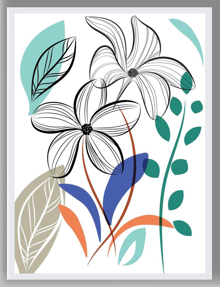Trendy abstract art templates with colors flower and foliage geometric elements suitable card design banner background vector