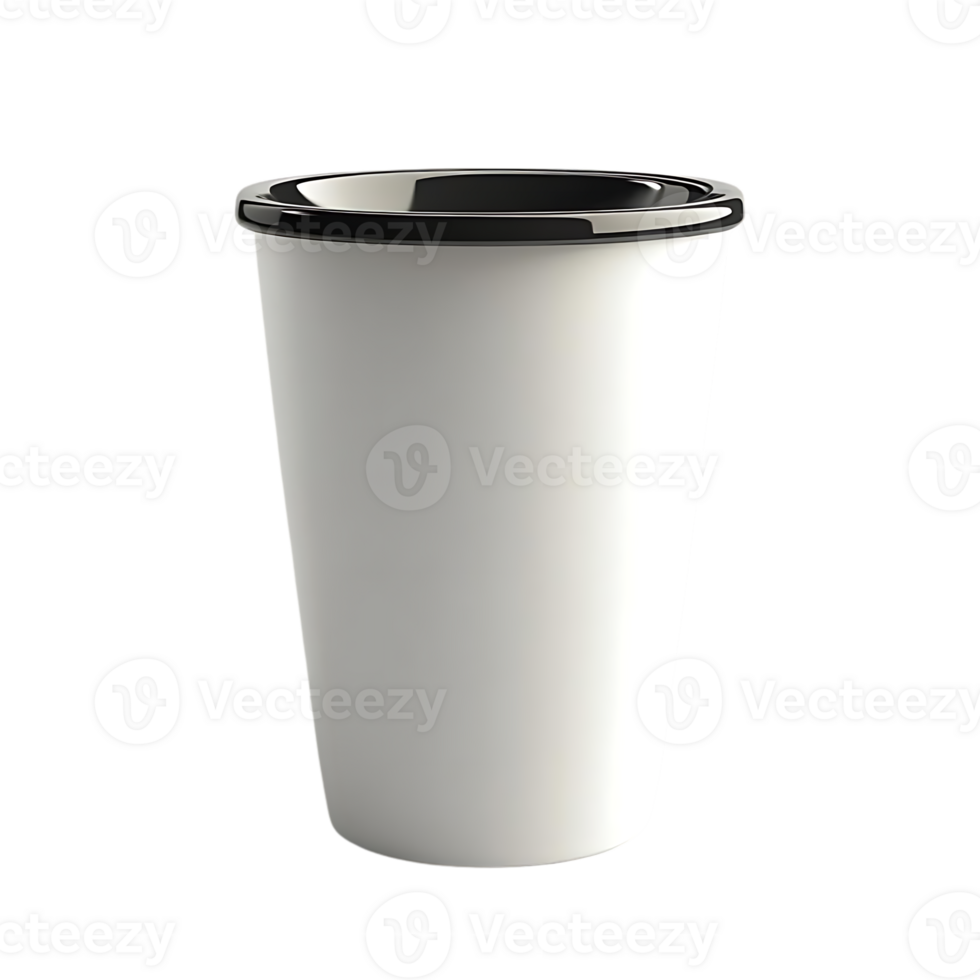 White Coffee Cup with Black Lid on Transparent Background, Mockup, Design, Template, Branding, Advertising, Marketing, Illustration, Isolated, 3D Rendering, Digital Art png