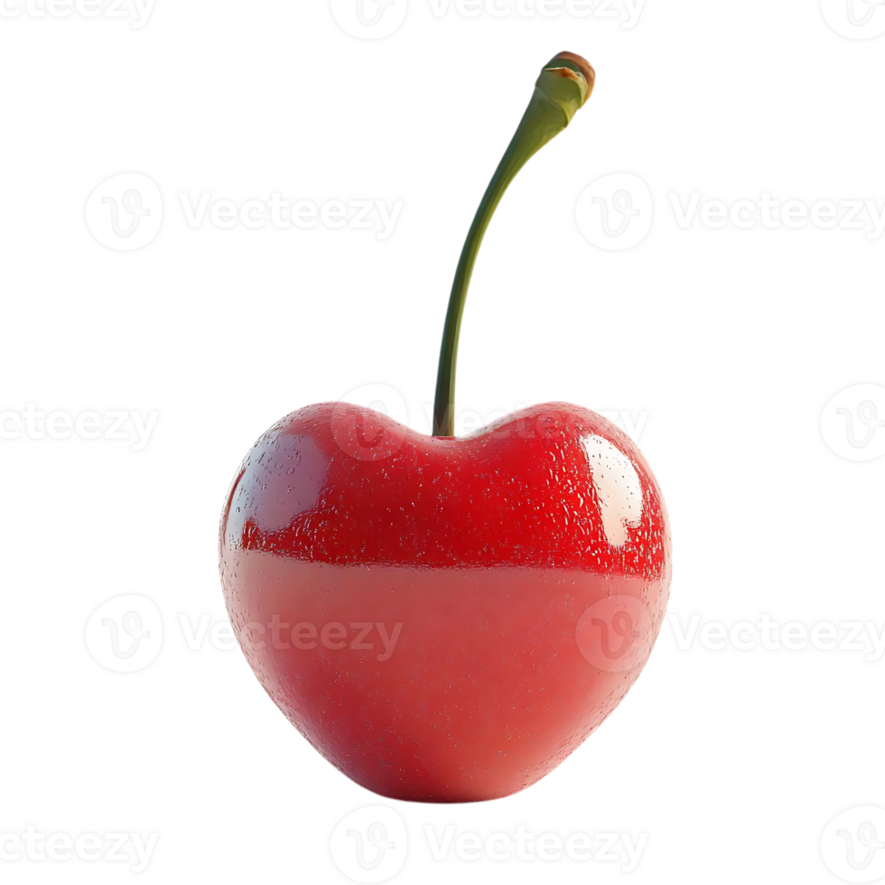 A Shiny Red Cherry with a Transparent Background, a Delicious Treat with a Sweet Taste png