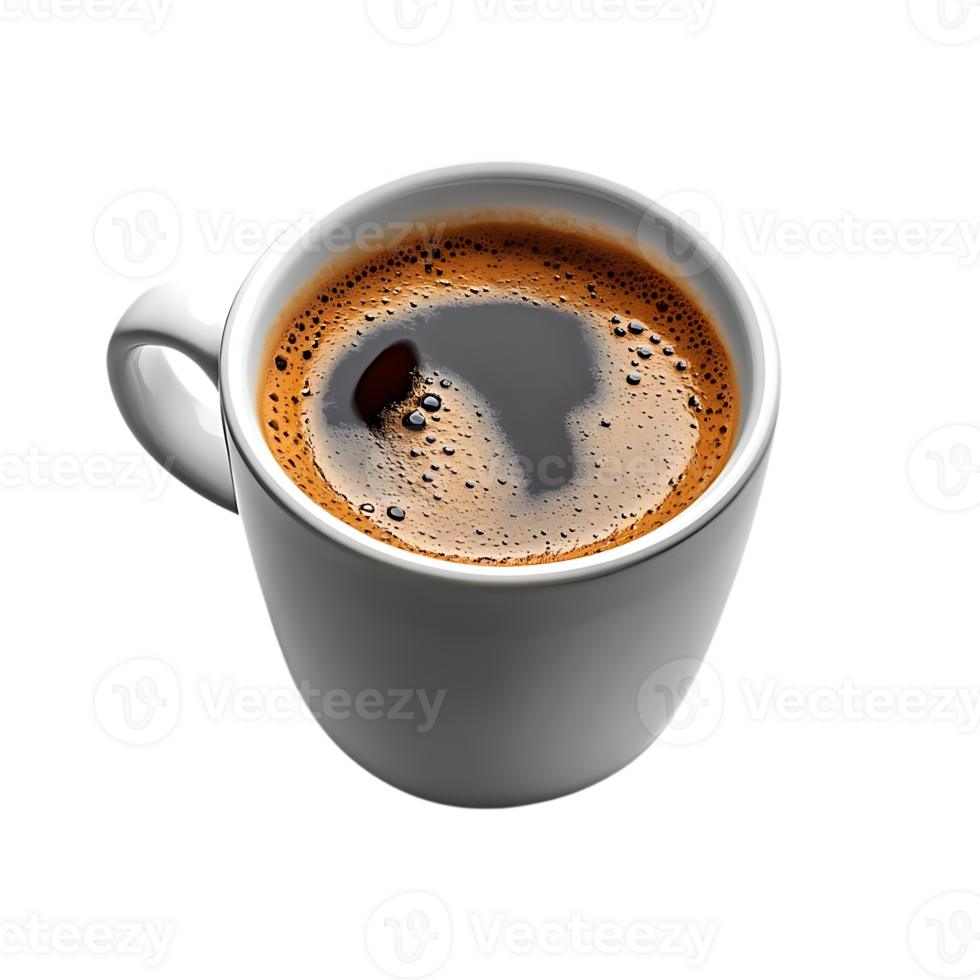 Aromatic Coffee in White Cup with Transparent Background png