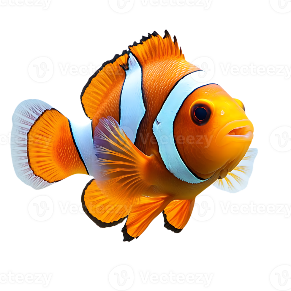 A Vibrant Clownfish Swims Against a Transparent Background png