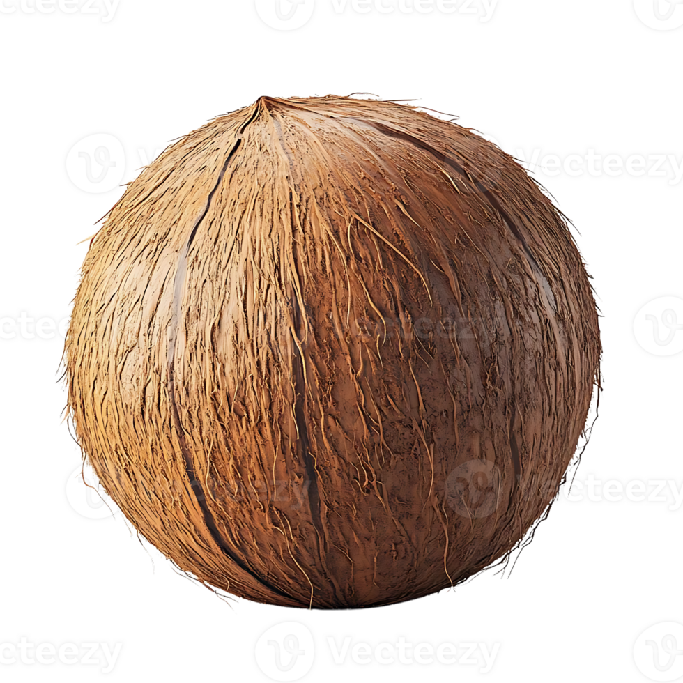 A Whole Coconut with a Transparent Background, Ready to be Used for Tropical Themed Designs and Projects. png