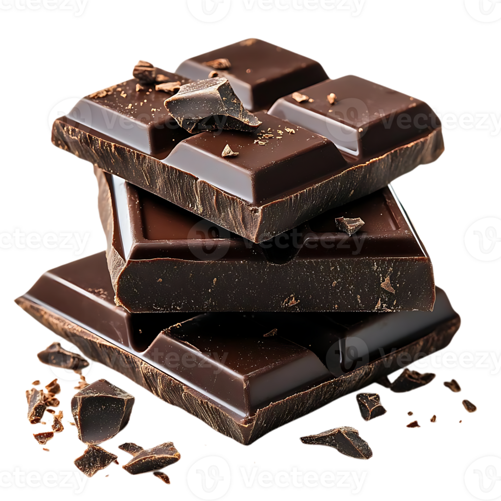 Dark Chocolate Bars Stacked with a Transparent Background, Perfectly Displaying the Sweet Treats and Delectable Texture. png
