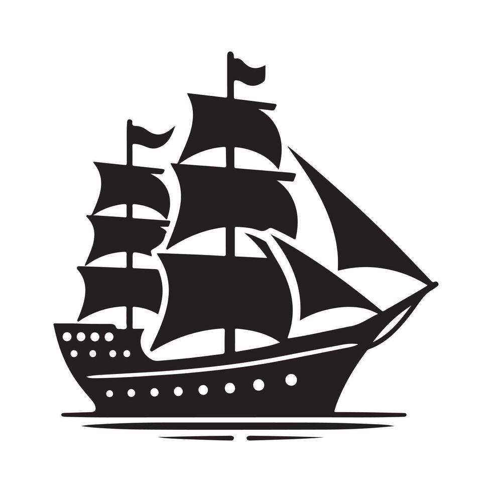 Stunning Ship Silhouette Vectors in AI Format for Maritime Designs