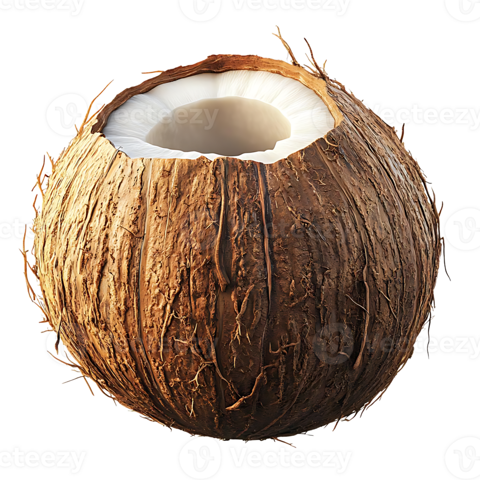 Cracked Coconut with a Transparent Background, Showcasing the Delicate Texture and the Whiteness Inside png