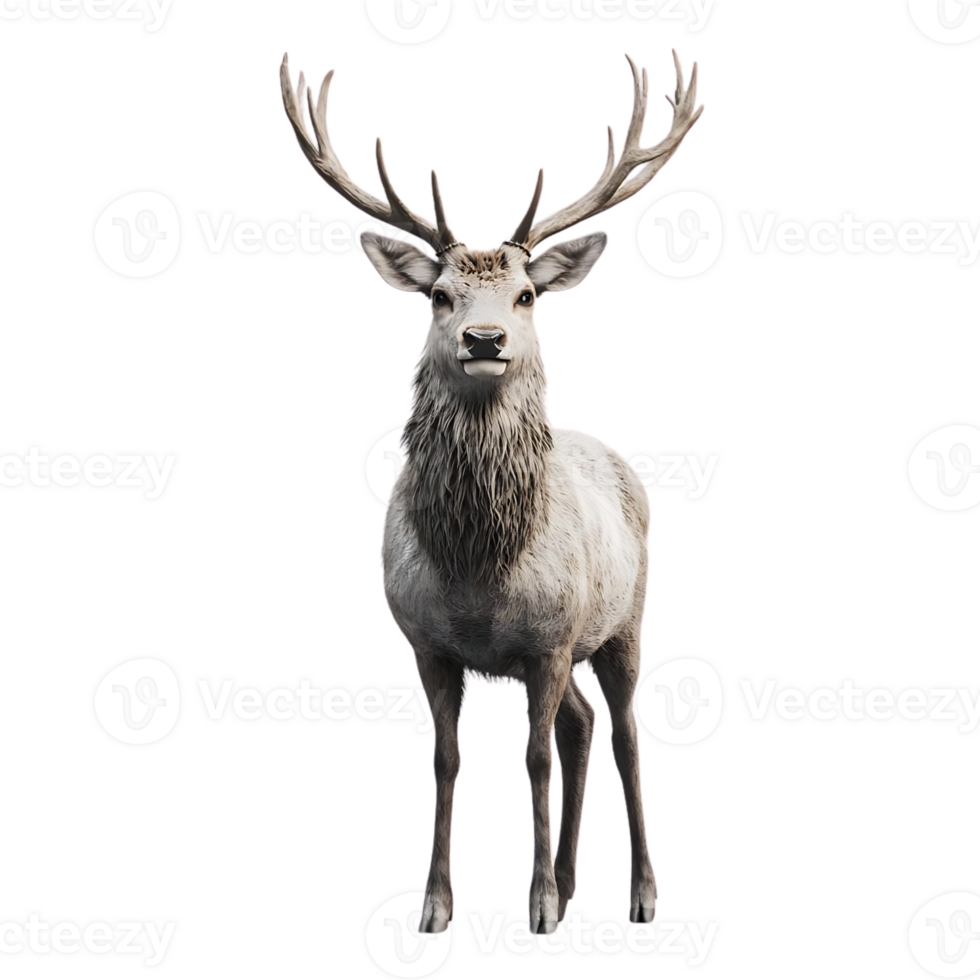 Majestic White-Tailed Deer with Antlers Standing Proudly on a Transparent Background png