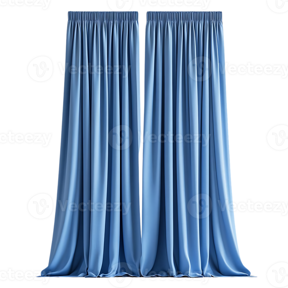 Blue Curtains Draped Elegantly on a Transparent Background, Ideal for Interior Design Projects and Presentations png